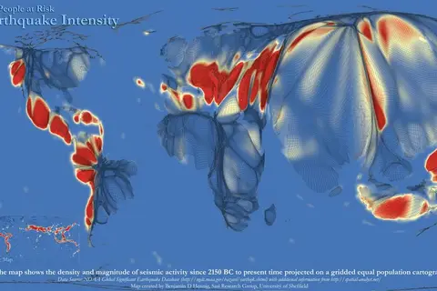 Map: Earthquake risks on humanity