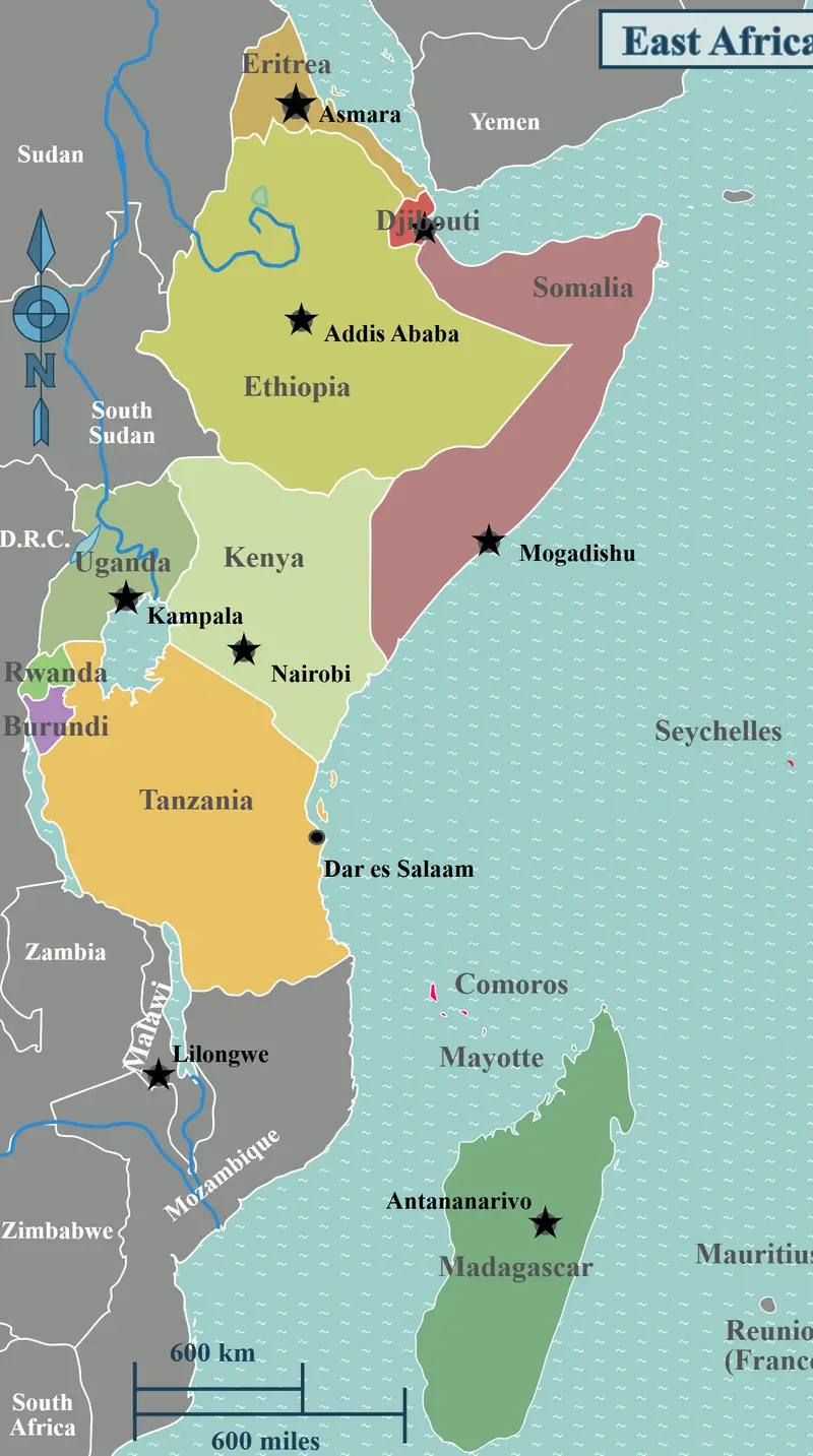 Map: East Africa Regions Map