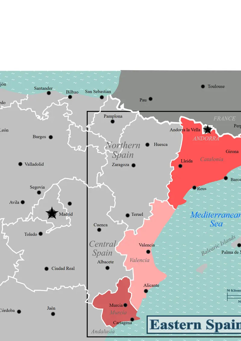 Map: Eastern Spain Wv Map