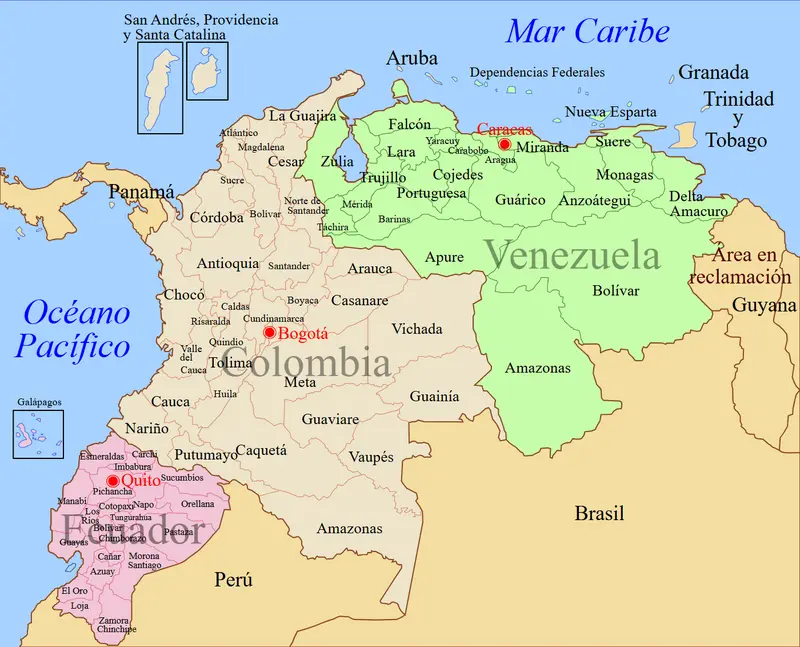 Map: Ecuador Colombia Venezuela Map