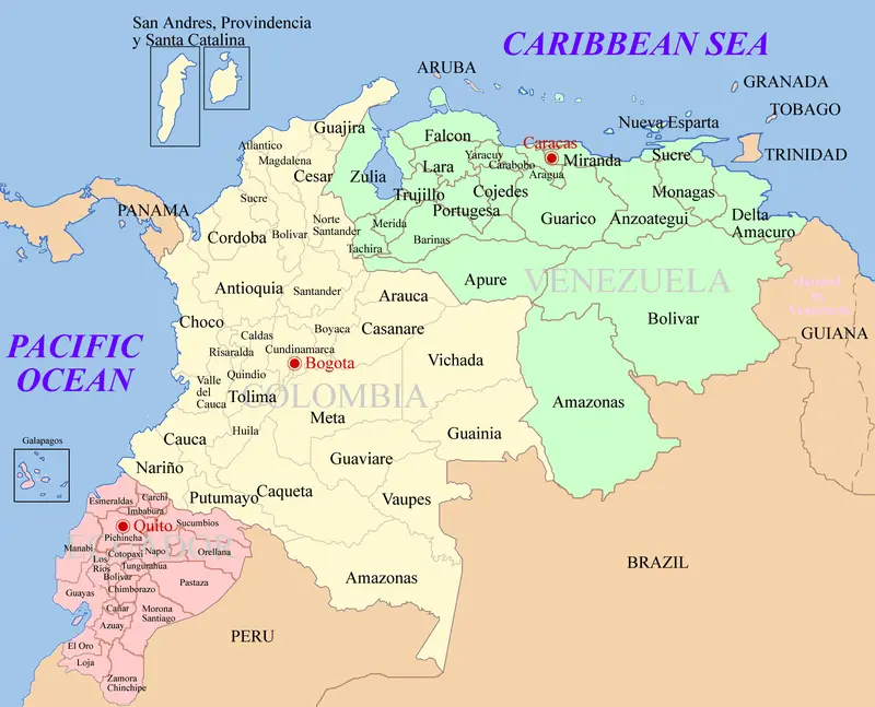 Map: Ecuador Colombia Venezuela Map