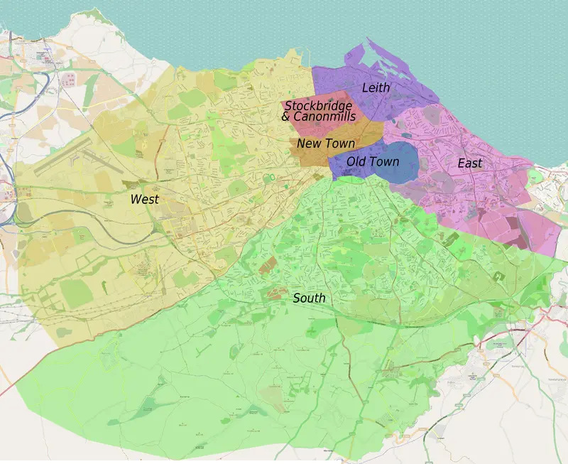 Map: Edinburgh Districts Map Osm