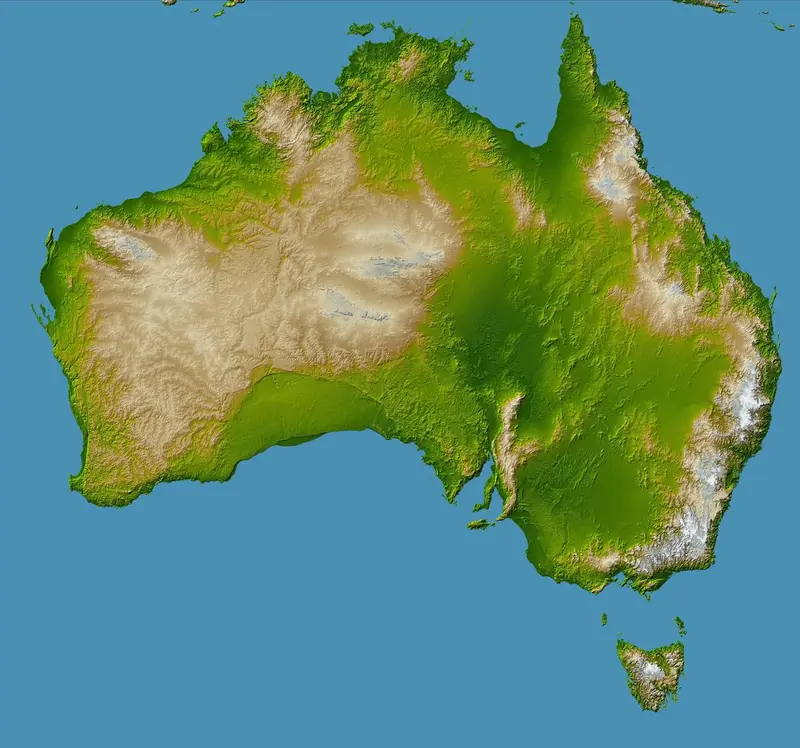 Map: Elevation Map of Australia