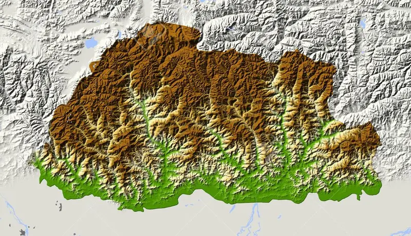 Map: Elevation Map of Bhutan