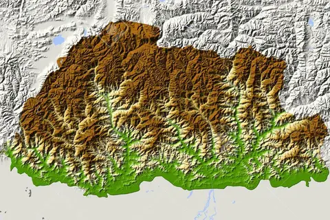 Map: Elevation Map of Bhutan