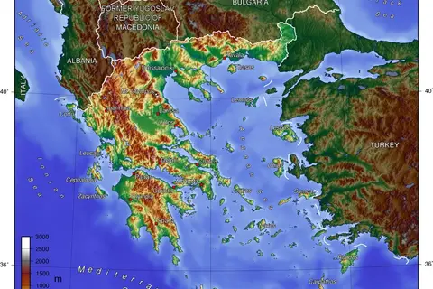 Map: Elevation map of Greece