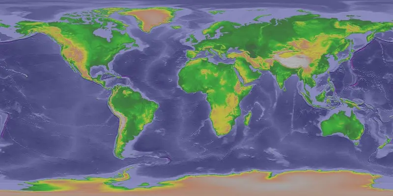 Map: Elevation Map of the World