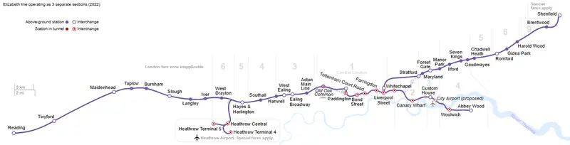 Map: Elizabeth Line Map as in May 2022