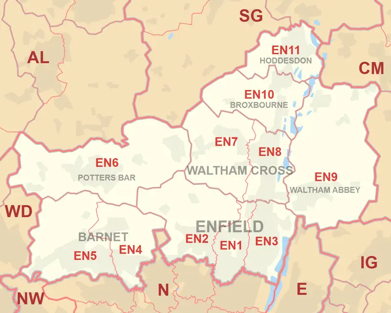 Map: En Postcode Area Map