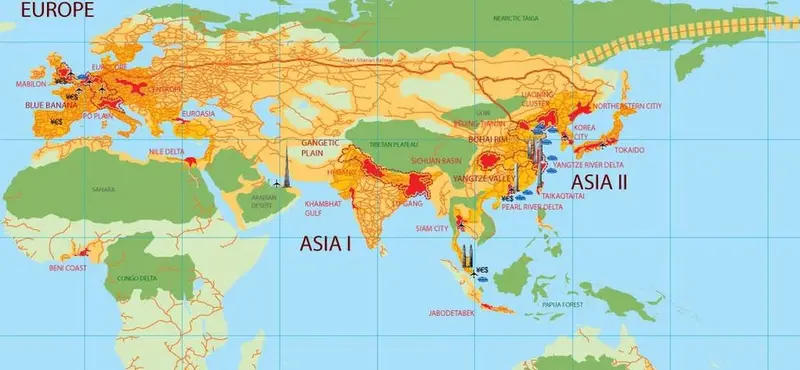 Map: Endless city: Eastern Hemisphere