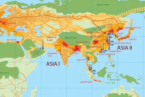 Map: Endless city: Eastern Hemisphere