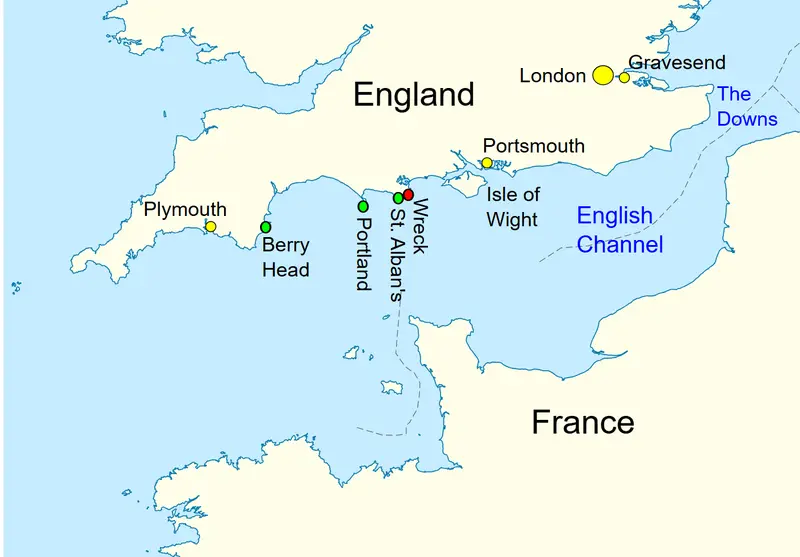 Map: English Channel Location Map Halsewell