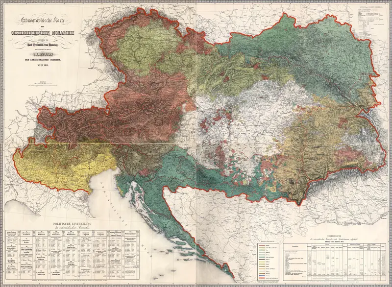 Map: Ethnographic Map of Austrian Monarchy Czoernig 1855