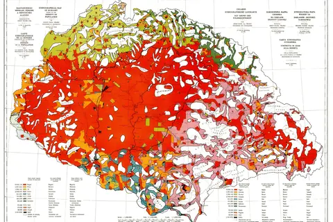 Map: Ethnographic Map of Hungary 1910 by Teleki Carte Rouge