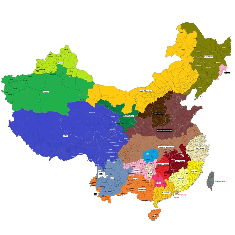 Map: Ethnolinguistic Based on Roughly Distribution Map of China