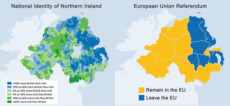 Map: EU Referendum and National Identity of Northern Ireland