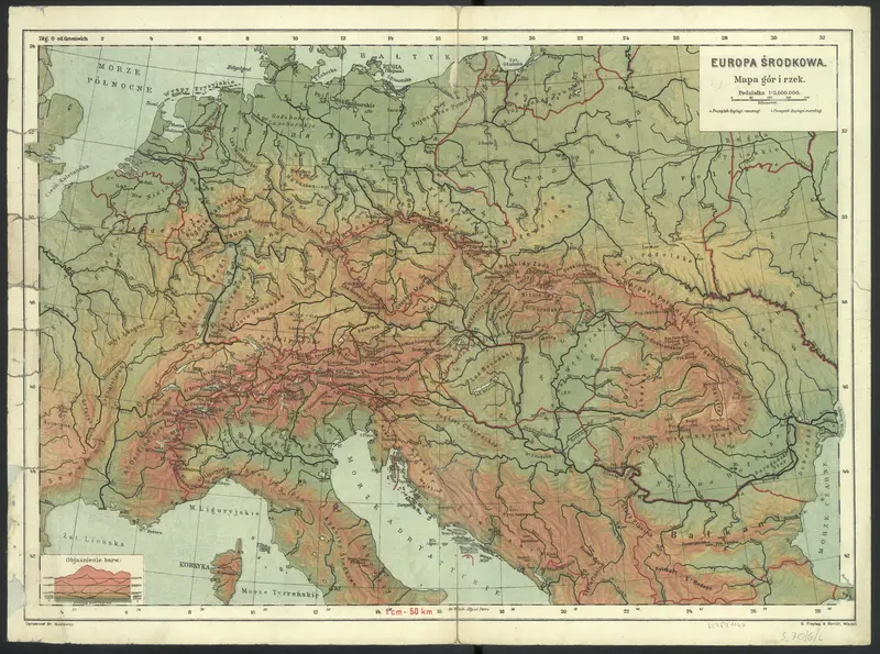 Map: Europa Rodkowa Mapa Gr I Rzek Podziaka 1 5 000 000 Kraje Krasu Podziaka 12 000 000 Kraje Sudetw Czechy Morawy Lzk Podziaka 11 500 000 79907662