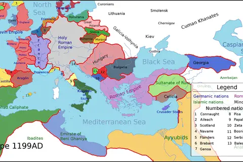 Map: Europe 1199Ad Political Map