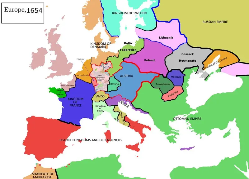 Map: Europe, 1654