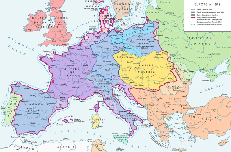Map: Europe 1812 Map En