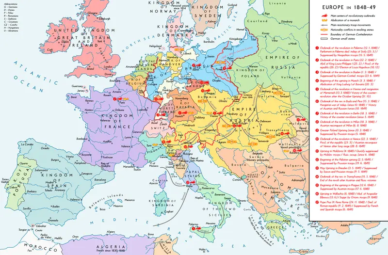 Map: Europe 1848 Map En