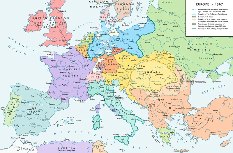 Map: Europe 1867 Map En