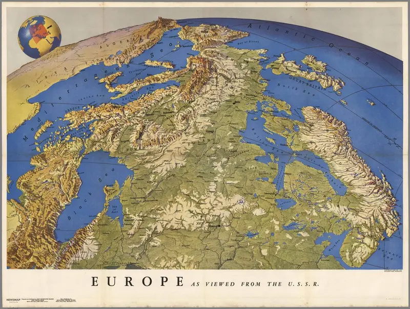 Map: “Europe, as viewed from the USSR.” Made by the U.S Army in 1944