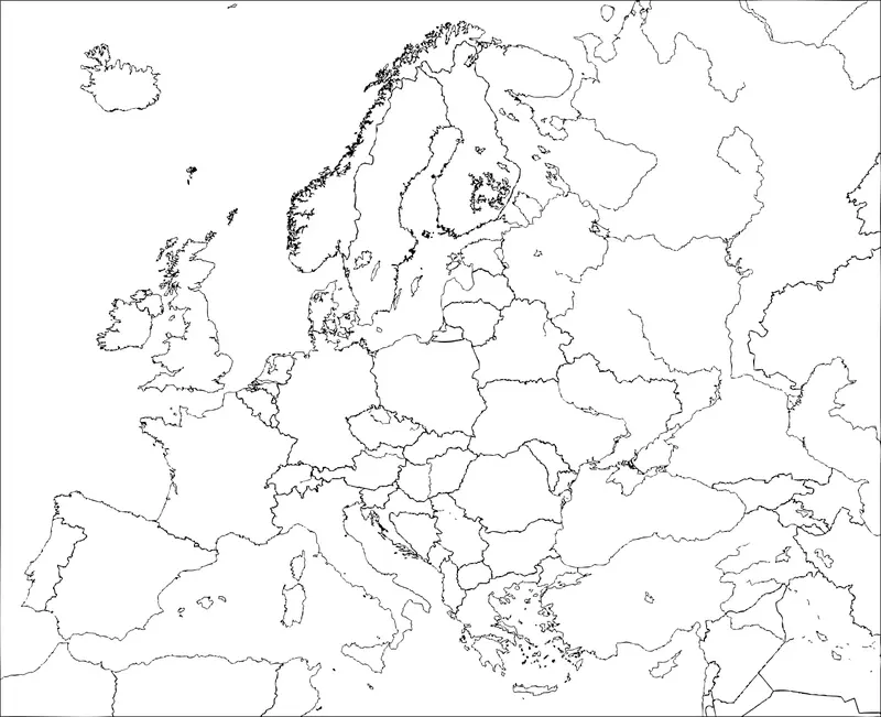 Map: Europe Blank Political Border Map