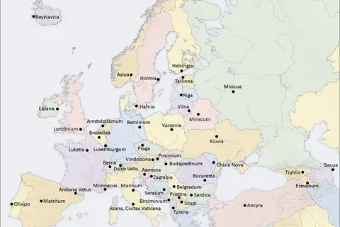 Map: Europe Capital Cities Map Latin
