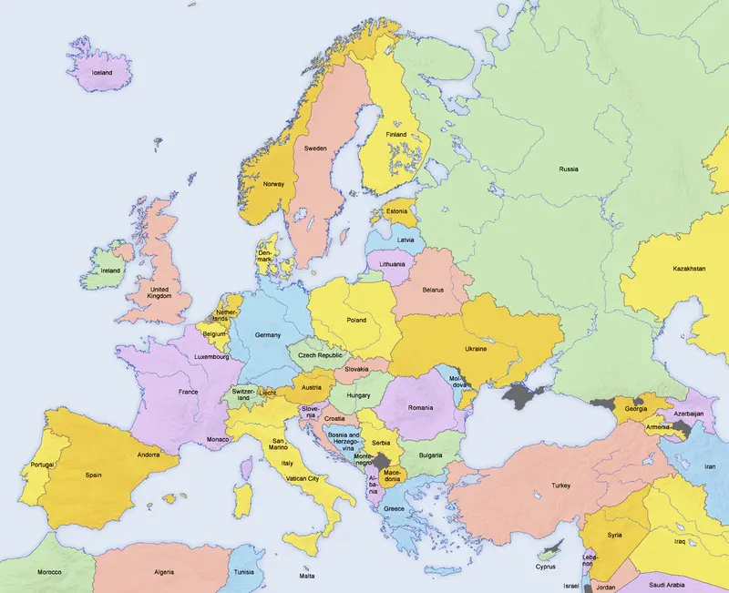 Map: Europe Countries Map En 2