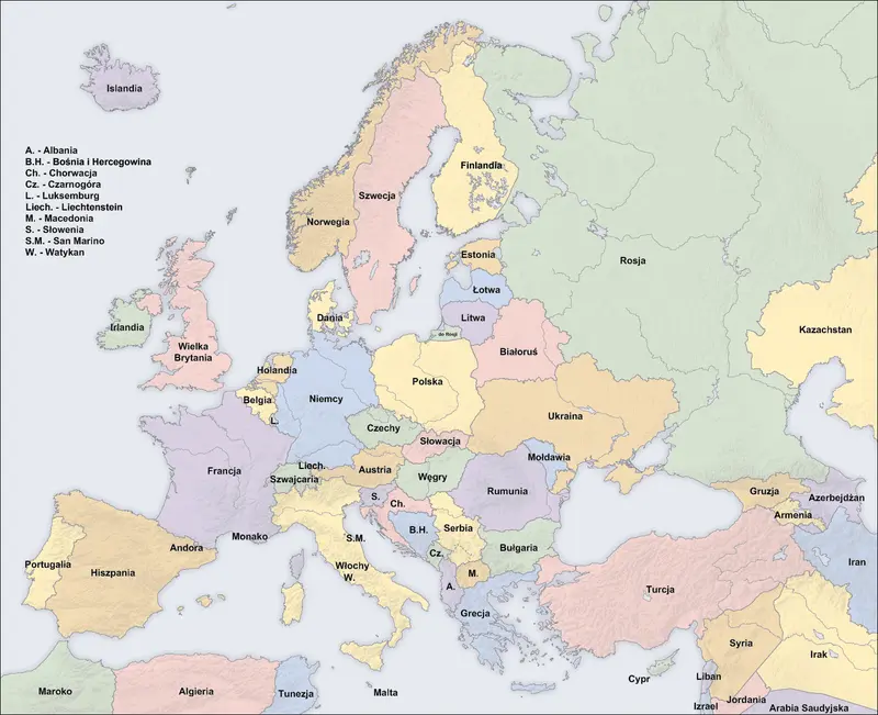 Map: Europe Countries Map Pl
