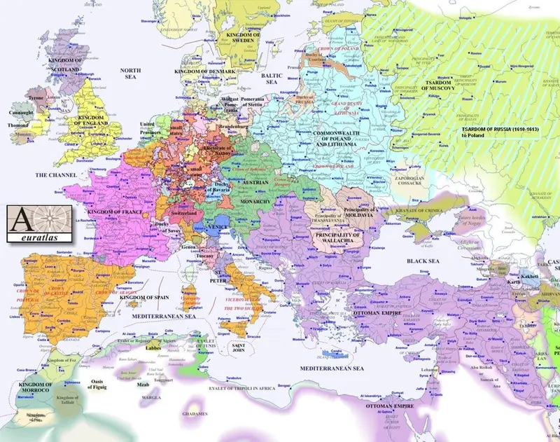 Map: Europe during the Thirteen Years’ War in 1600