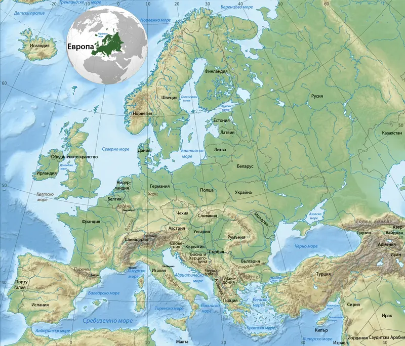 Map: Europe Relief Laea Location Map Bg