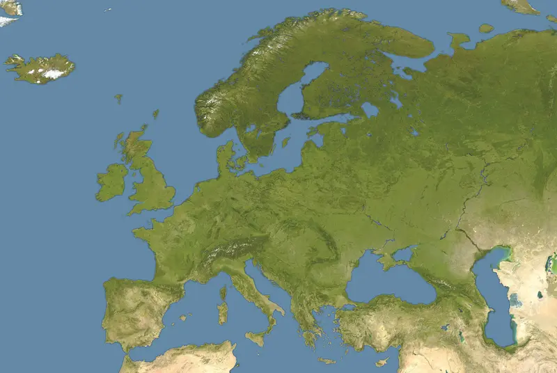 Map: Europe Satellite Image Location Map