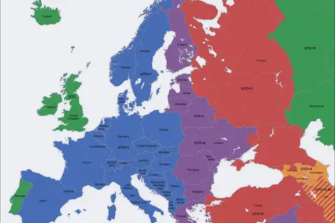 Map: Europe Time Zones Map En