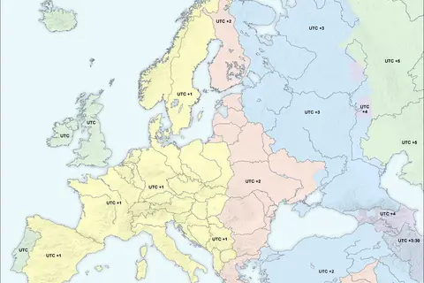 Map: Europe Time Zones Map Multilinge