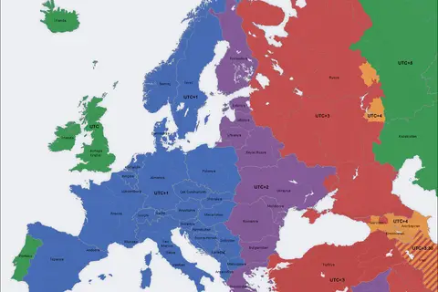 Map: Europe Time Zones Map Tr Corrected
