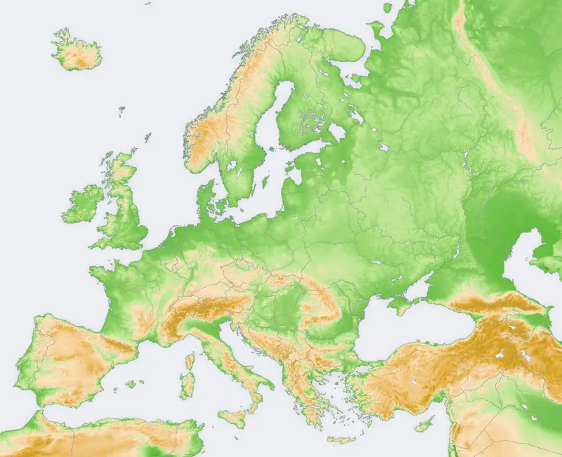 Map: Europe Topography Map