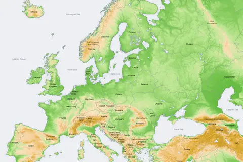 Map: Europe Topography Map En