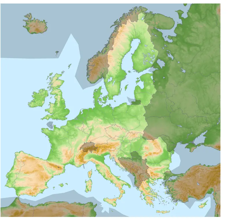 Map: Europe Topography Map Eu Highlighted