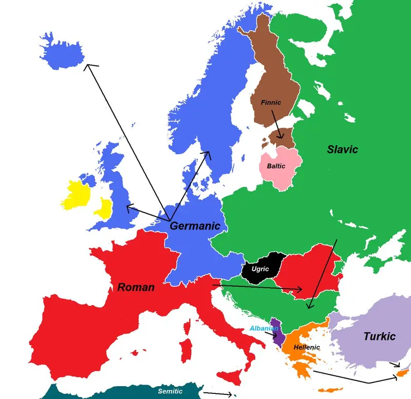 Map: European Language Families