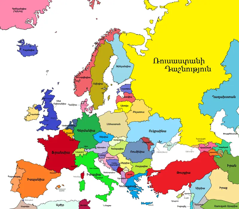 Map: Europes Political Map Armenian