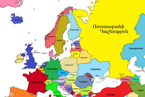Map: Europes Political Map Armenian