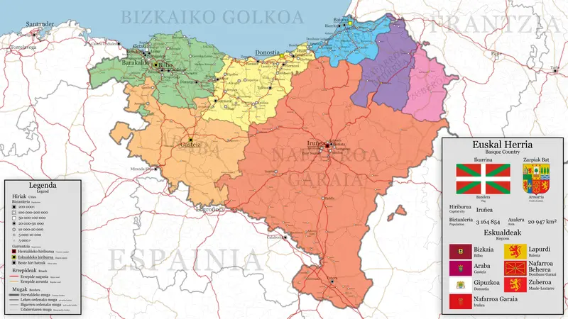 Map: Euskal Herriko Mapa Map of the Basque Country