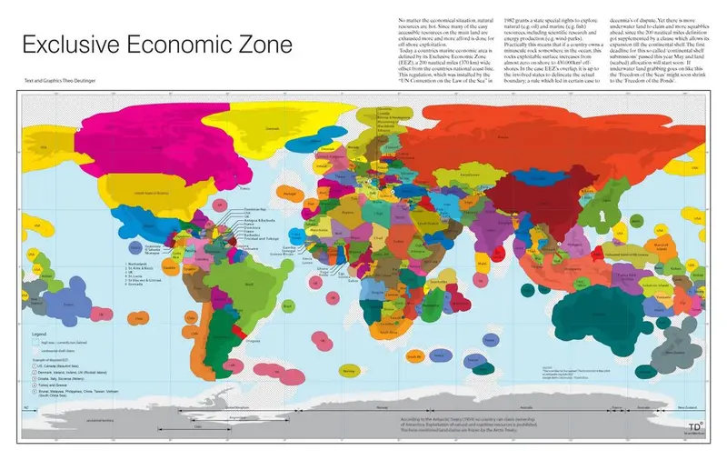 Map: Exclusive economic zone by country, in 2012