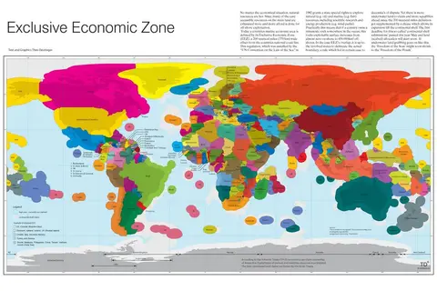 Map: Exclusive economic zone by country, in 2012
