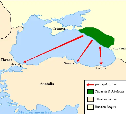 Map: Expulsion Map Of The Circassians In 19Th Century