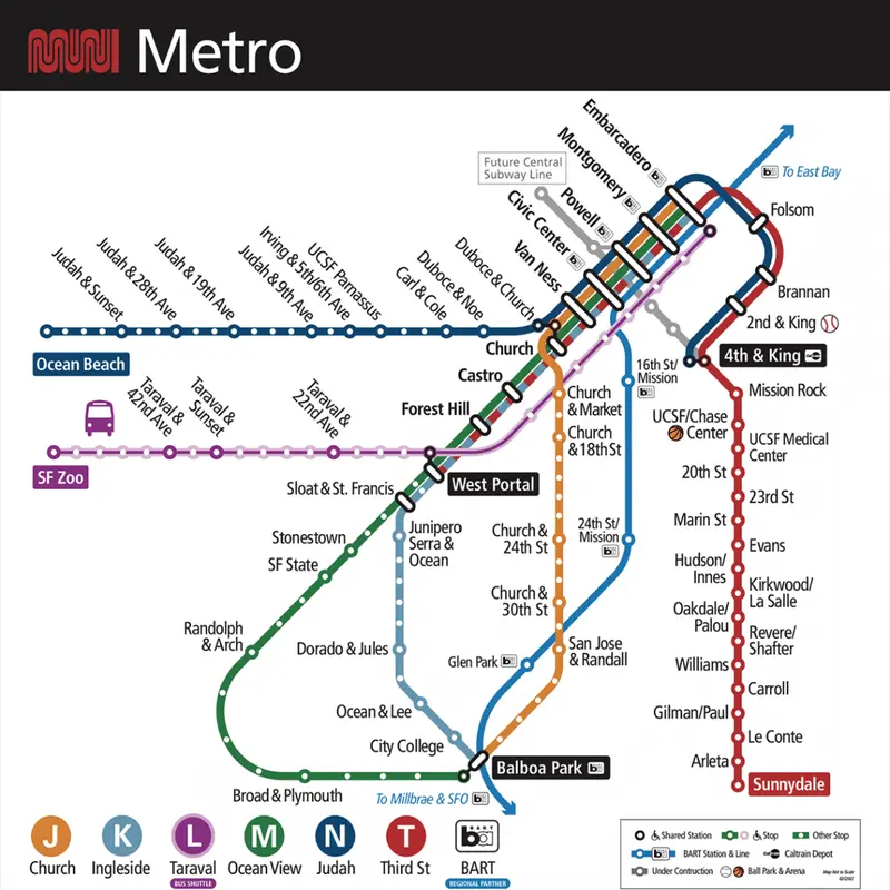 Map: February 2022 Muni Metro Map