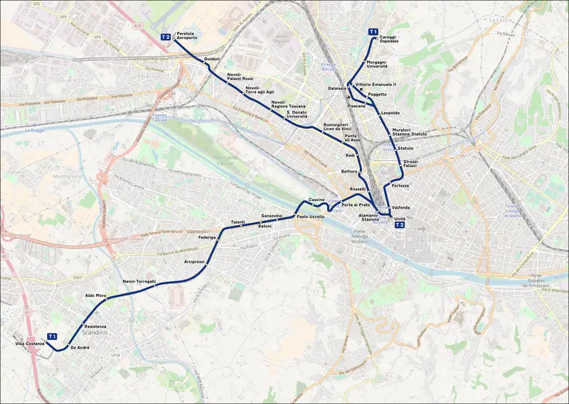 Map: Firenze Mappa Rete Tranviaria