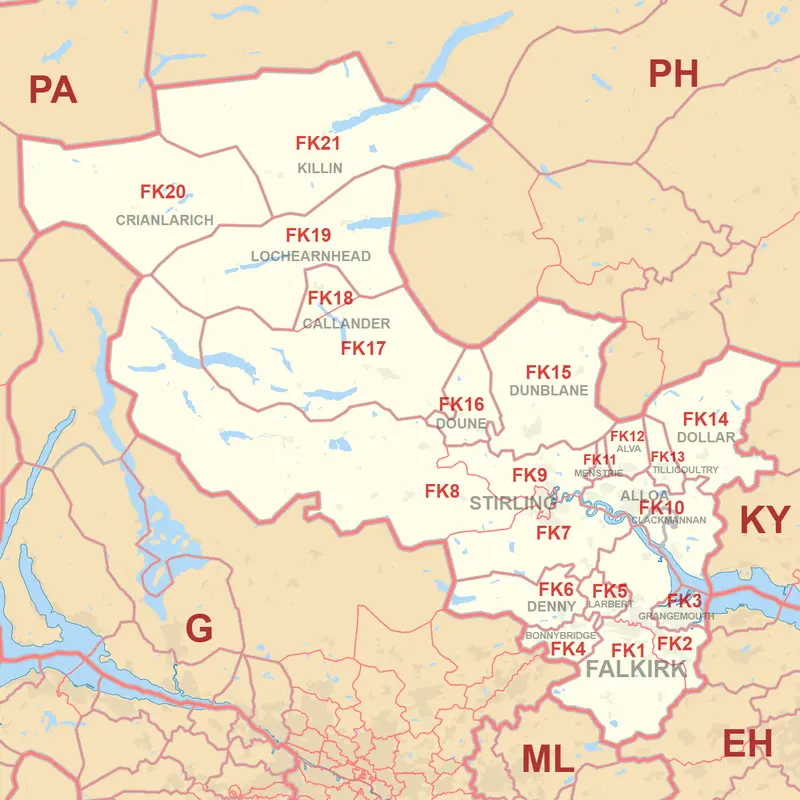 Map: Fk Postcode Area Map